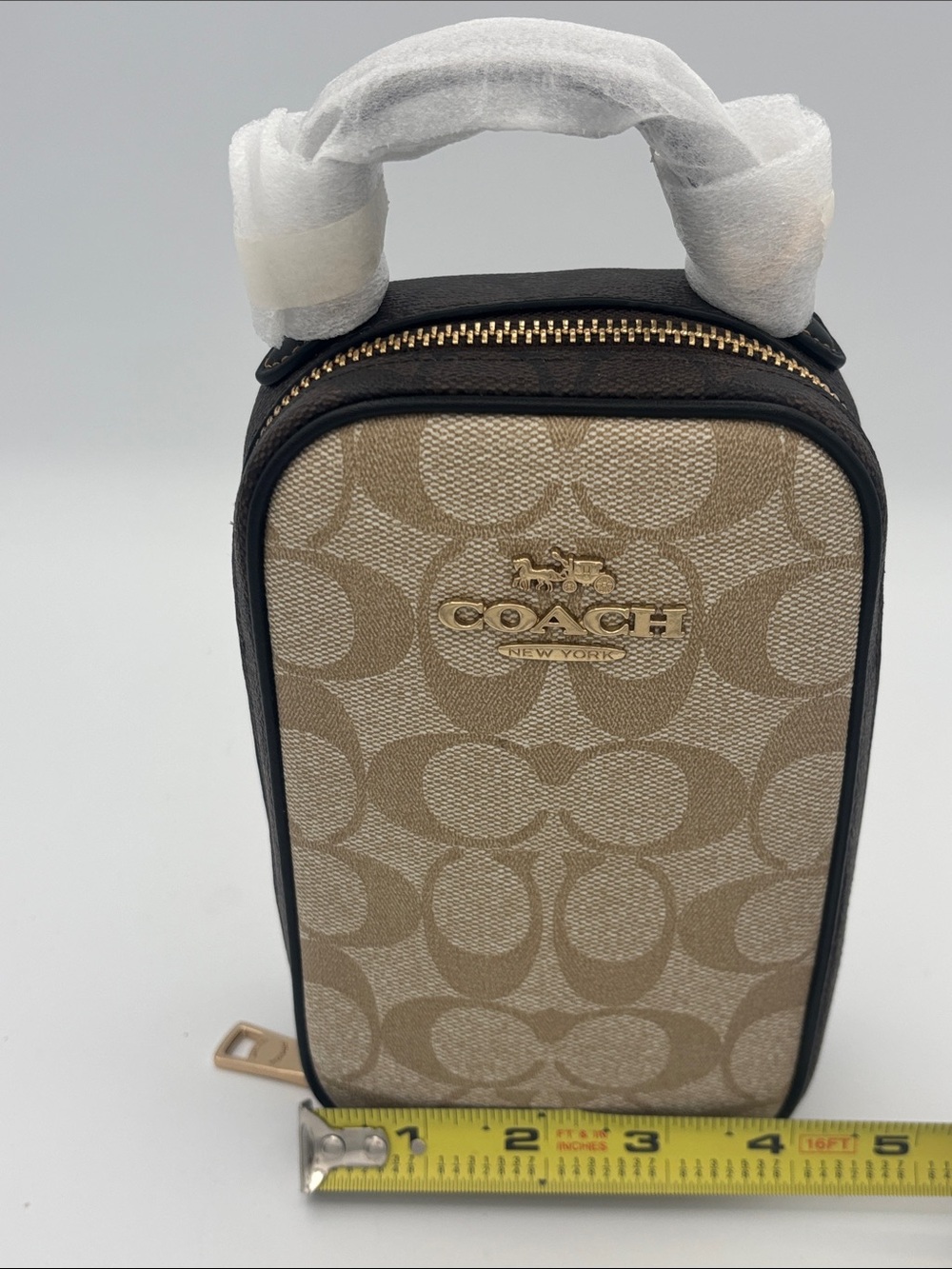 Coach Eva Signature Coated Canvas Phone Crossbody - Khaki and Brown - Picture 12 of 15